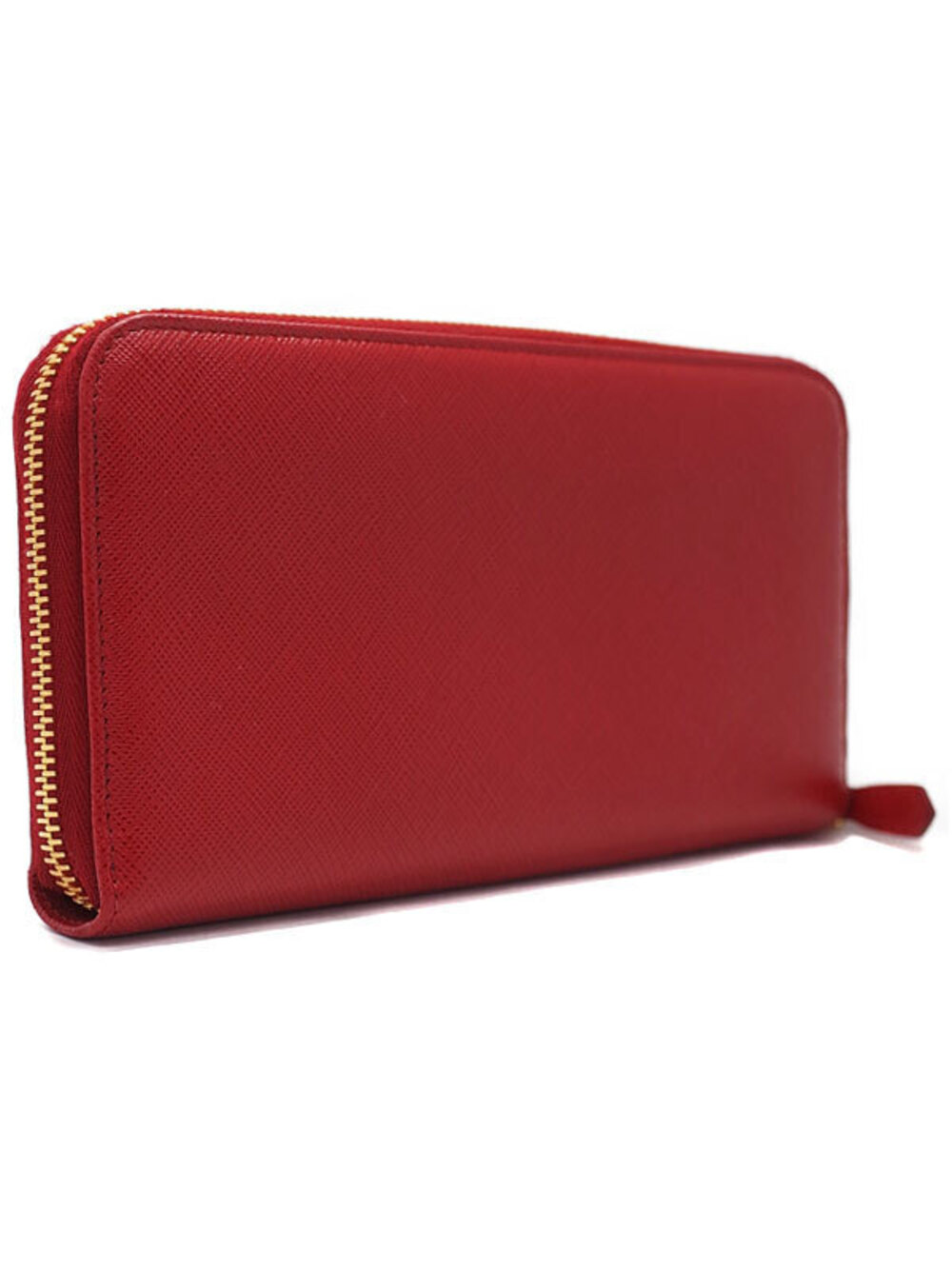 Prada Leather Long Zipper Round Saffiano Wallet Black